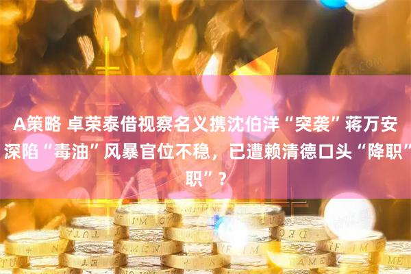A策略 卓荣泰借视察名义携沈伯洋“突袭”蒋万安，深陷“毒油”风暴官位不稳，已遭赖清德口头“降职”？